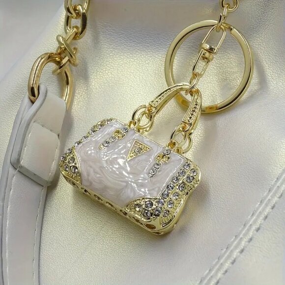 Sparkling Rhinestone Mini Handbag Keychain Purse Charm for Womens Bag or Car key - Picture 3 of 7